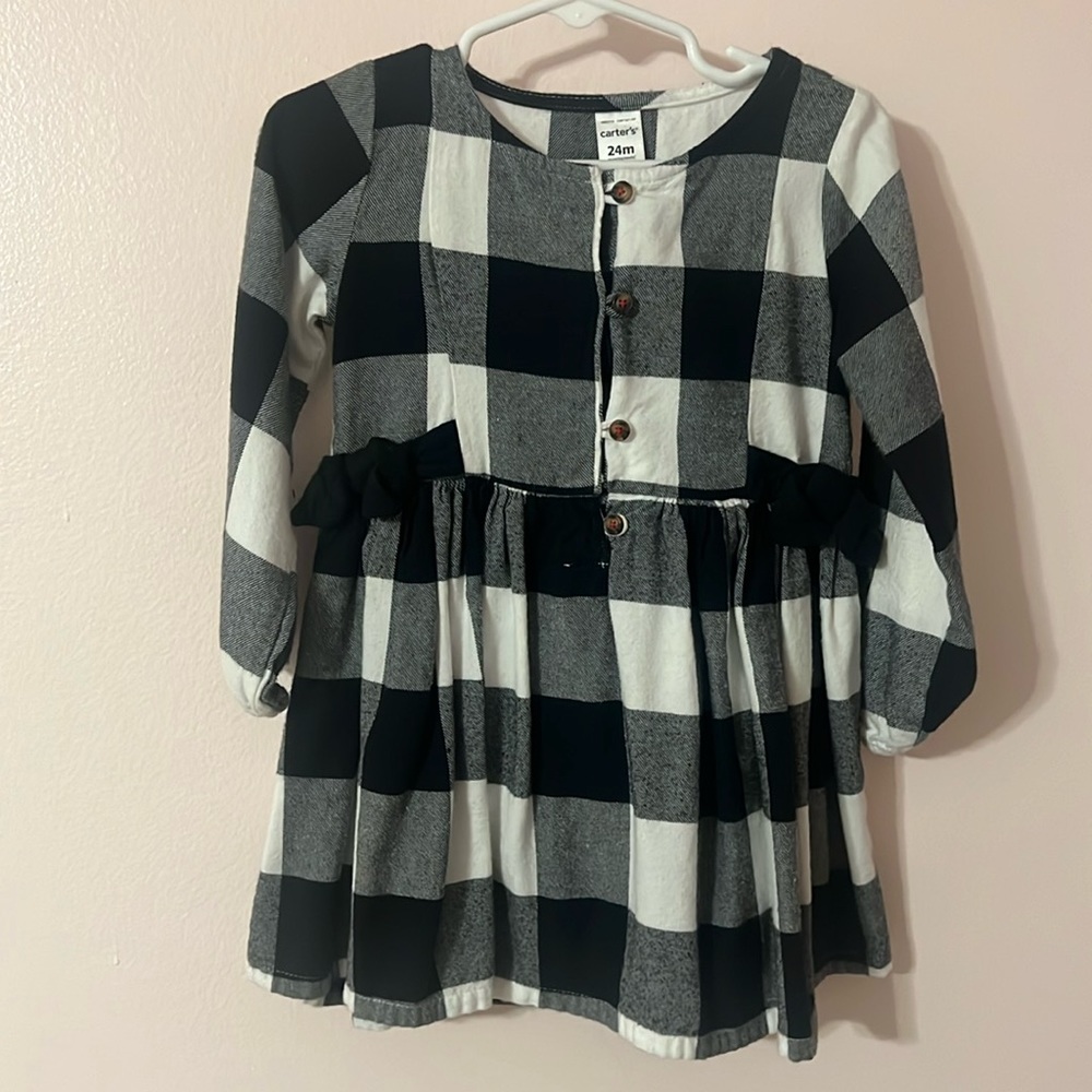 Carters 24M black and white checkered dress